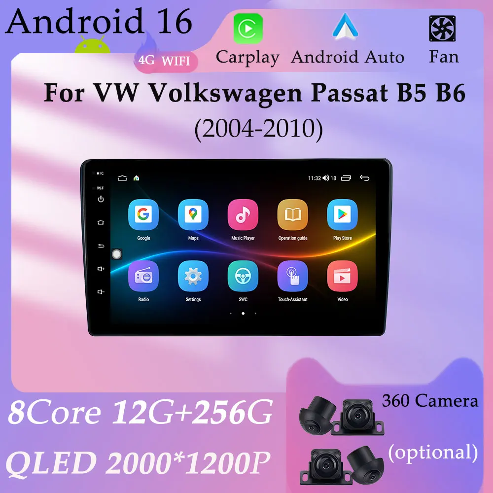 

CarPlay Android for VW Volkswagen Passat B5 B6 2004-2010 GPS Navi Car Radio Multimedia Player Split Screen DSP Stereo HD Screen