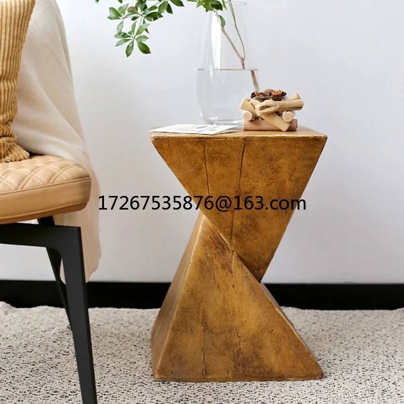 

Imitation wood grain edge table simple log color square coffee table art wabi sabi modern living room sofa old