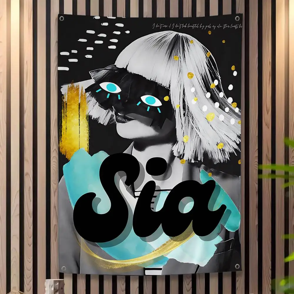 Classic Singer S-Sia Small Size Cheerleading Banner Hand Pulled Flag Outdoor Atmosphere Flags