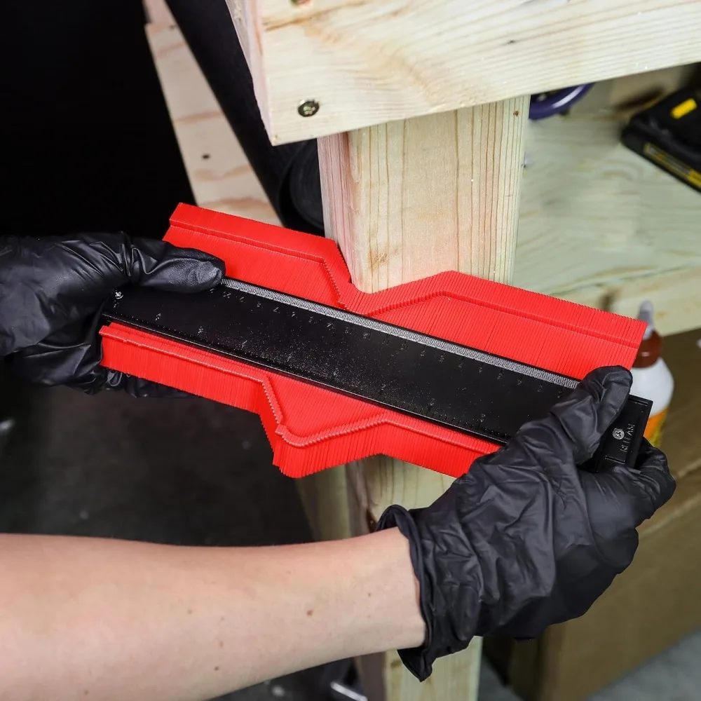 1-3 قطعة الملف الشخصي كفاف قياس خط ناسخة حاكم غير النظامية شكل النجارة بلاط البلاستيك مسطرة قياس أداة قالب القطع #4