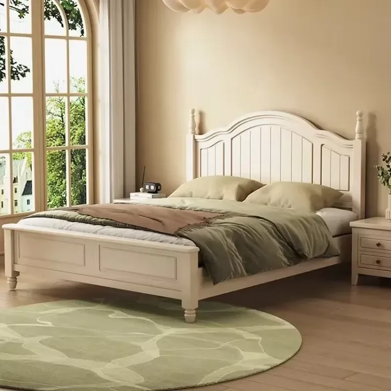 for Double Bedroom Beds And Bed Frames 2 People 120x200 150x200 180x200cm Modern Simple Cream Style Solid Wood Full Size Bed