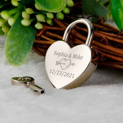 Cadeado Nome personalizado para Casais, Dia dos Namorados Love Lock, Chaveiro Data Personalizado, Chave e Bloqueio, Fashionable Jewelry Gift