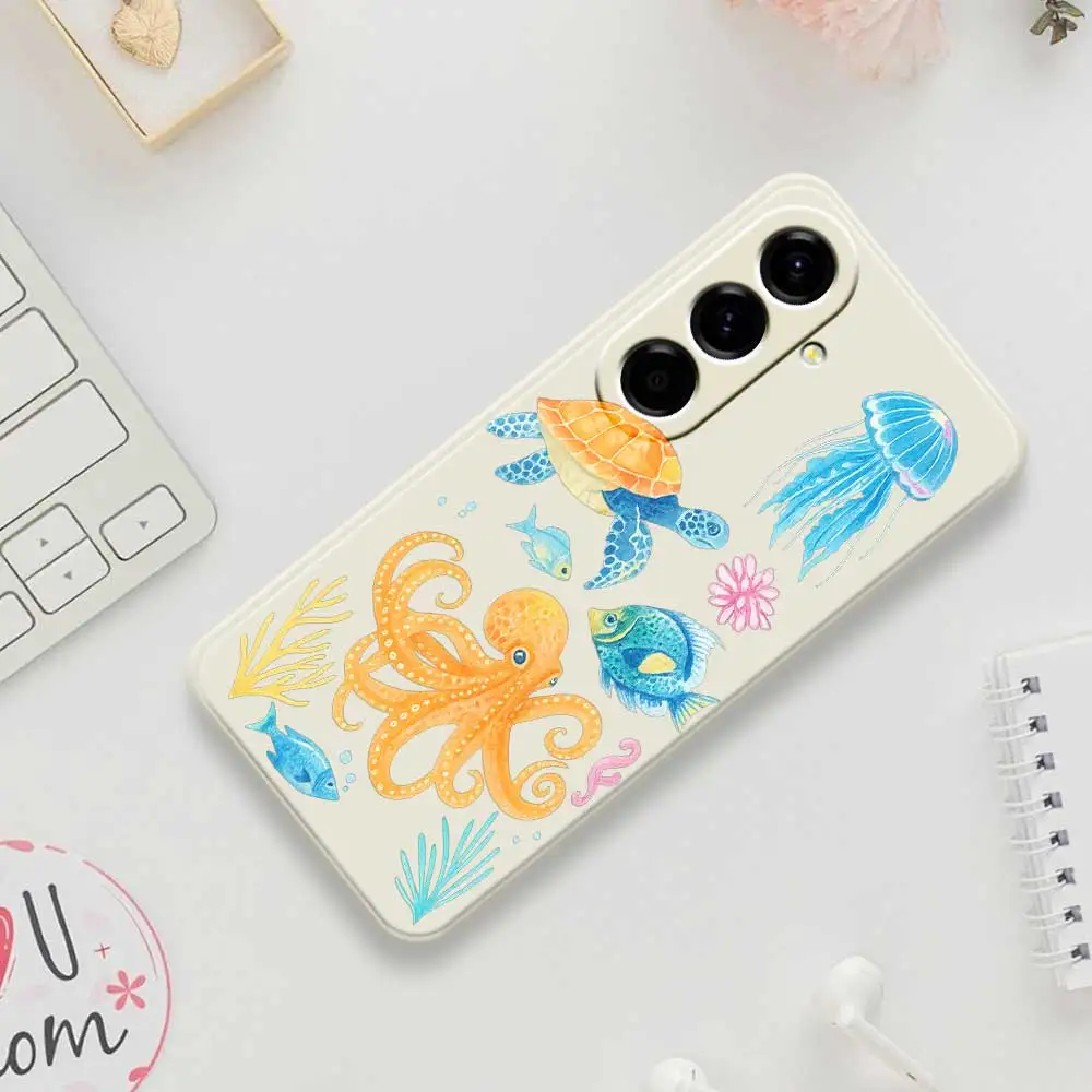 Casing Ponsel Gaya Lautan untuk Samsung Galaxy S25 S24 S23 S22 S21 S20 Ultra Plus S10Plus S24FE S23FE S22FE S21FE S20FE Sampul Lembut
