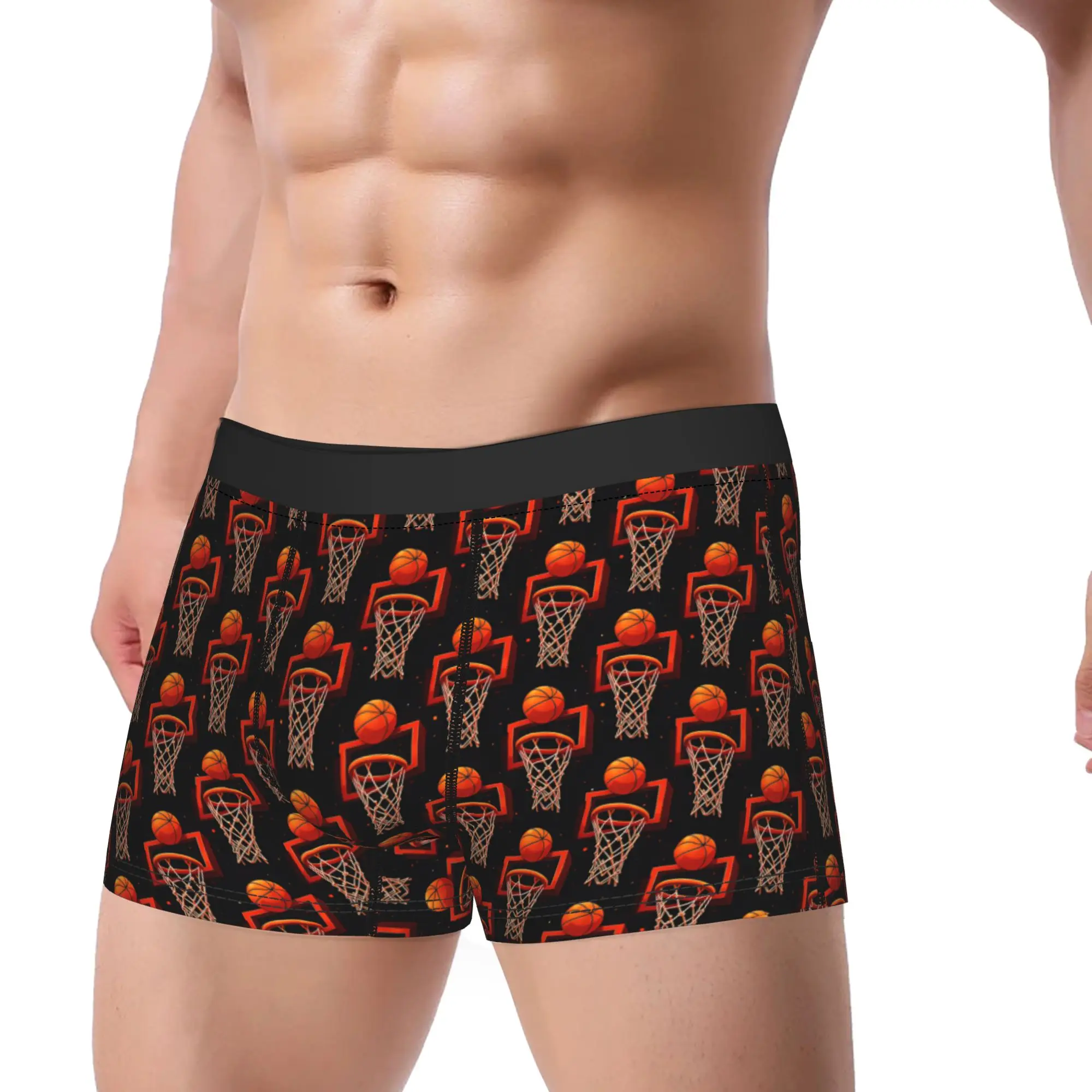 Basketball Hoop And Ball Underwear  Comfortable Underpants Design Boxer Brief For Man Pouch Oversize Trunk