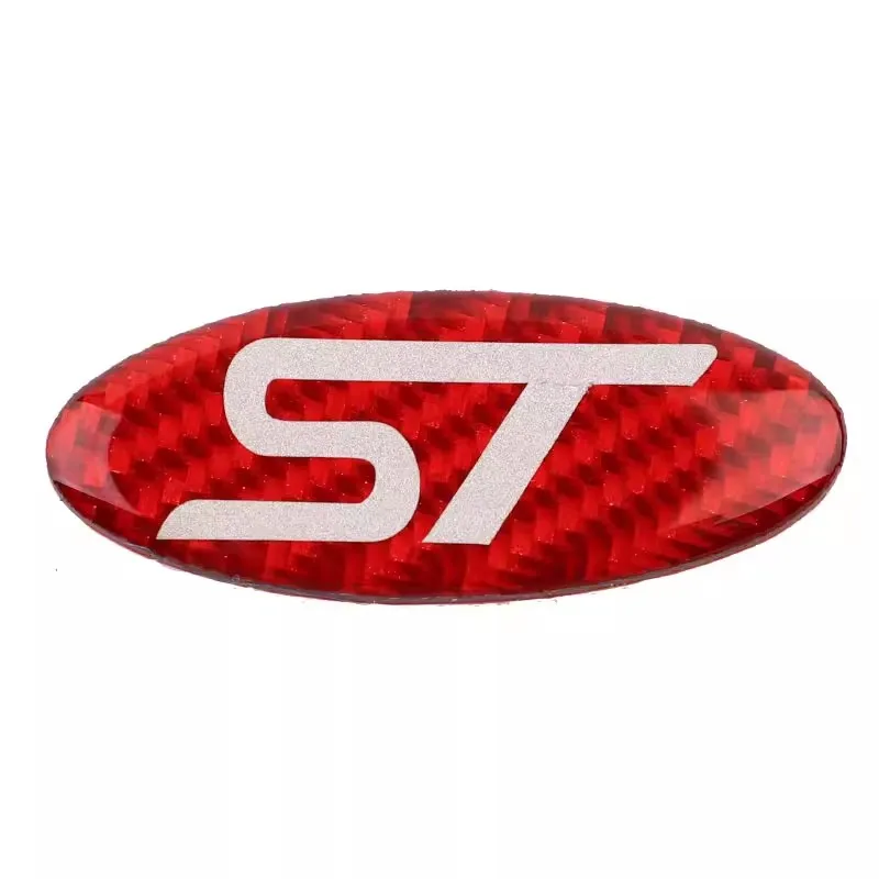 Resin Carbon Fiber Style ST Badge Logo Car Steering Wheel Center Sticker for Ford Focus Mondeo Fiesta Kuga Ranger Fiesta Escort