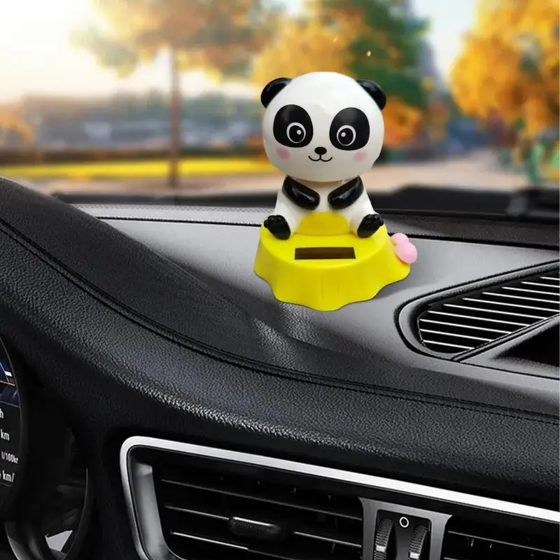 Car Bobblehead Dashboard Cute Dancing Panda Doll Figure Solar Powered Car Dashboard Dancing Doll Shaking Head Toy Swinging Car