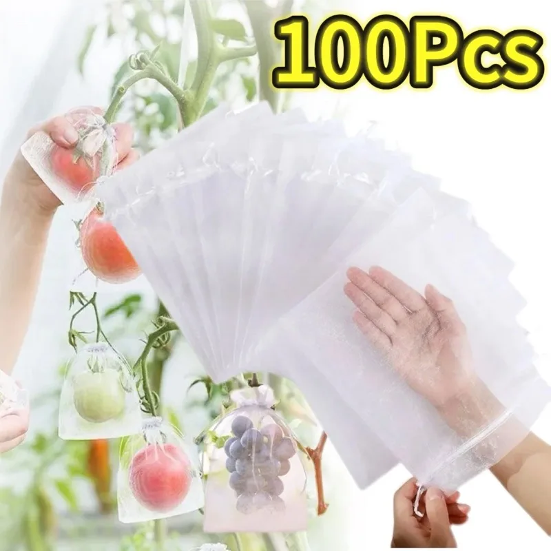 50 pezzi di protezione della frutta sacchetti di rete uva fragola pianta verdura vivaio sacchetto di controllo dei parassiti anti-uccelli borse a rete attrezzi da giardino