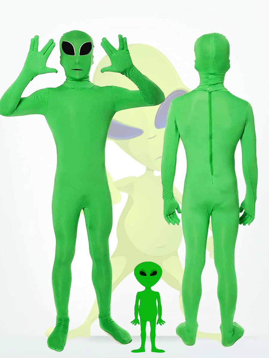 Disfraz De Alien Verde De Tres Ojos Para Adultos, Con Diadema, Guantes Fluorescentes Y Cinturón Azul Ajustable, Ideal Para Carnaval Y Cosplay