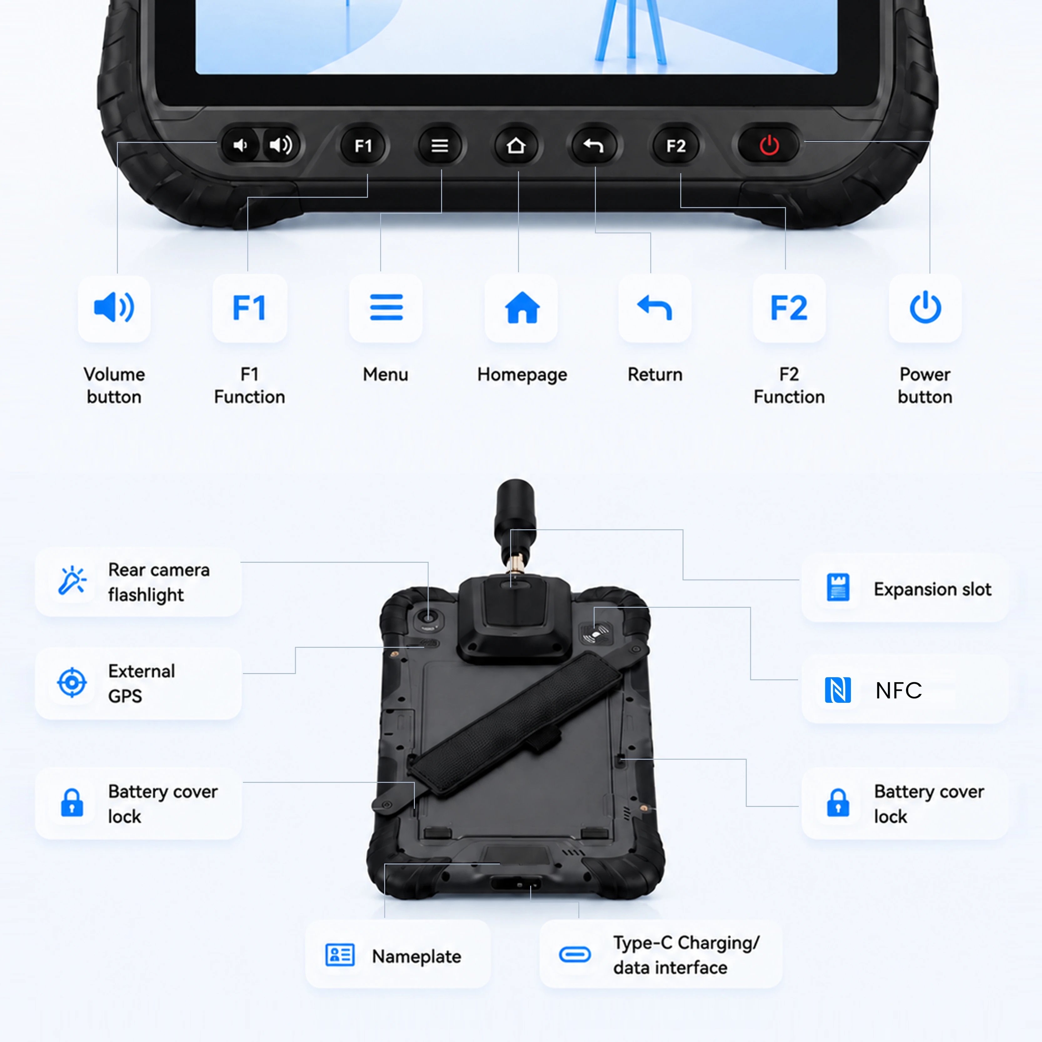 A&I TB80 GNSS Tablet High Precision RTK Android Rugged Tablet for Surveying Mapping GIS Data Collection