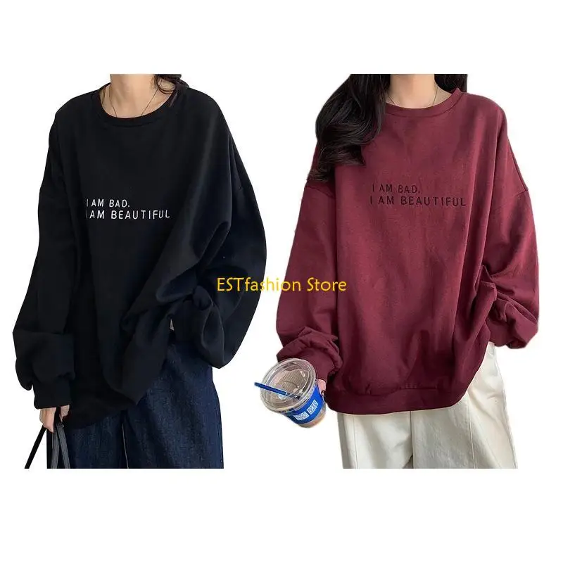 

Y5gc Женский случайный свитер Long Lose Pellover Teen Girl Hoodie Stute Chine