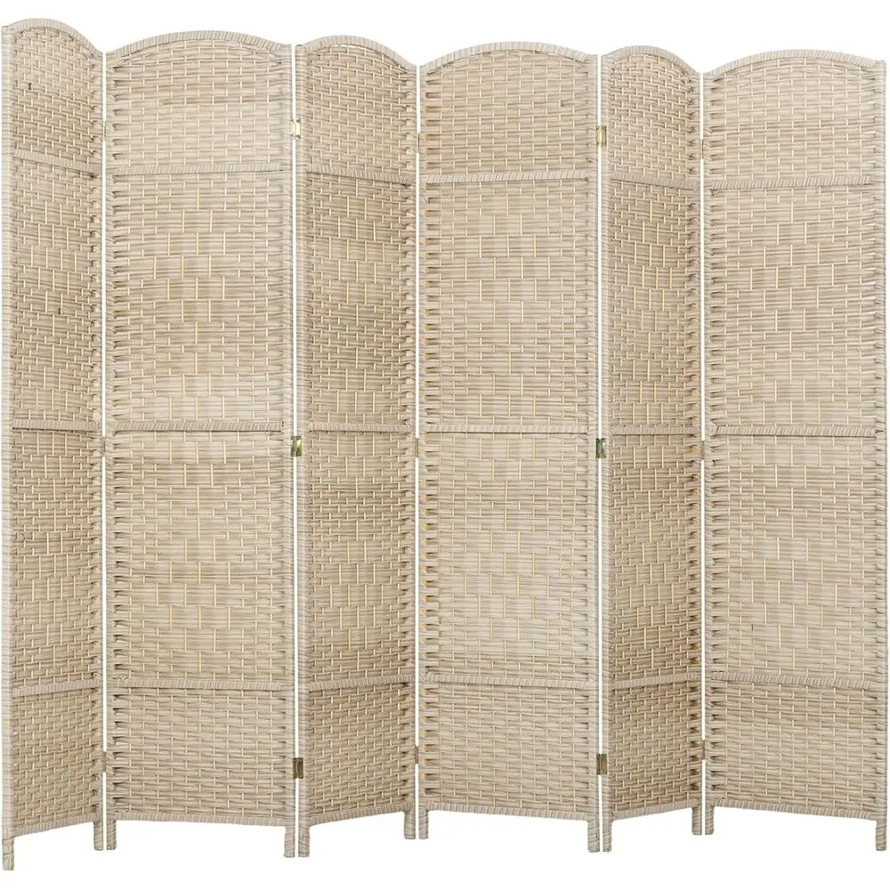 Raumteiler mit 6 Paneelen, 6 Fuß hoch klappbarer Sichtschutz, handgewebte freistehende Wandtrennwand für Heimbüro, Schlafzimmer, gewaschenes Oa