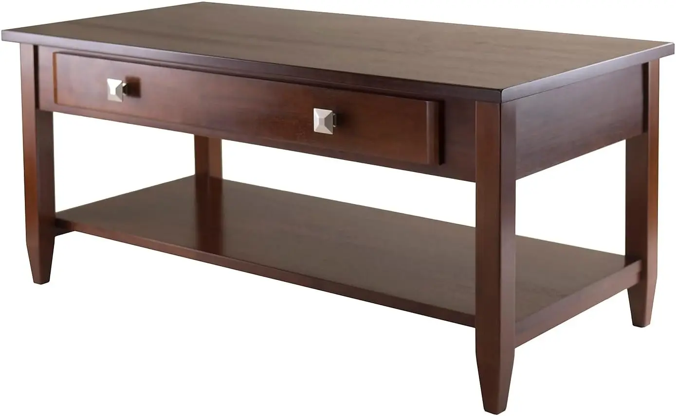 

20.53x40x18.11 Inch Brown Wood Coffee Table with Tapered Legs, Modern Living Room Furniture