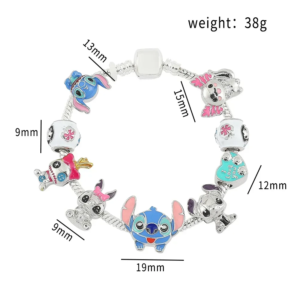 Disney Stitch Charm Bracelet Cartoon Lilo & Stitch Inspired Bracelet DIY Stitch Pendant Beads Bangle for Women Jewellry Gifts