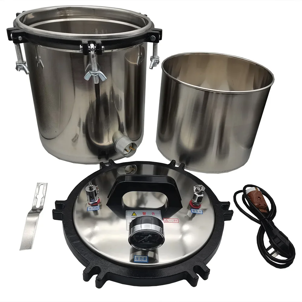 Auto Heated 12/18/24L Autoclave Steam Sterilizer Stainless Steel Shell Pressure Canner Steam Autoclave for Lab Culture Medium