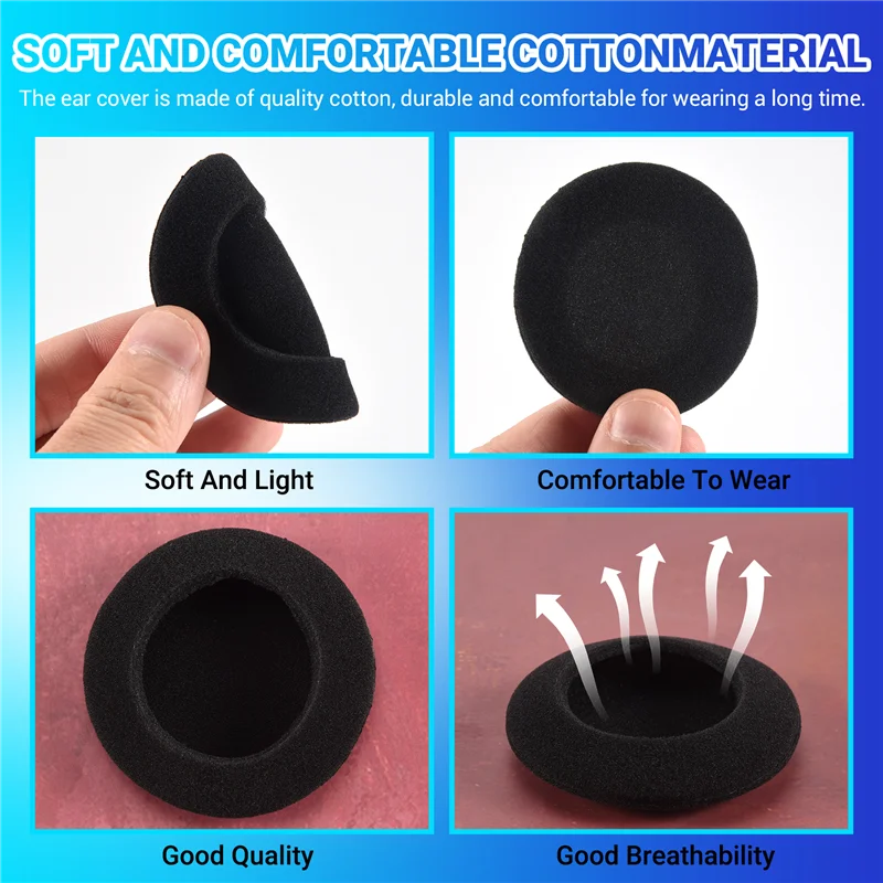 Goed gemaakt verdikte oortelefoonhoes oorkussen oorbeschermer, sponshoes, 60 mm vervangbare hoofdtelefoonaccessoire beschermhoes, universeel