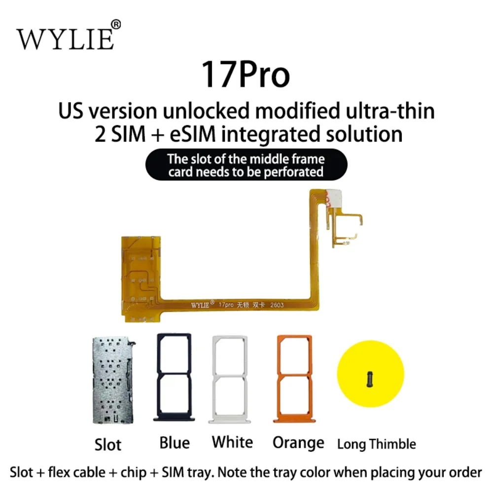 WYLIE US Version Ultra-thin Modification Solution For iPhone 17Pro Dual physical SIM + eSIM integration No SIM Card Restrictions