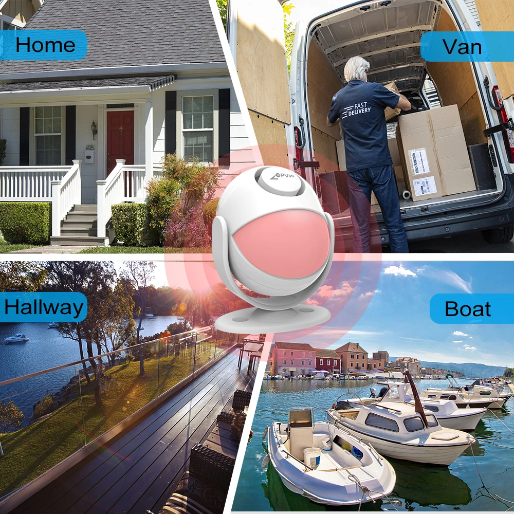 CPVAN PIR Motion Sensor Alarm Wireless Infrared Home Security System Motion Detector Alert with Remote Control