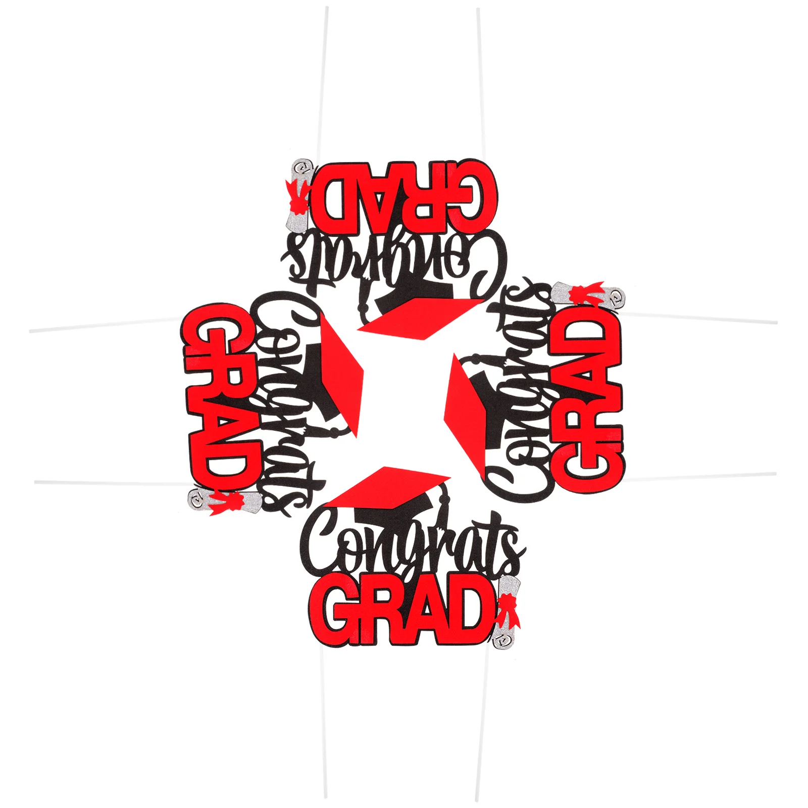 

4 Pcs Graduation Cake Decor Red Sticks Paper Cupcake Topper Party Food Toppers Practical Chic Festive Atmosphere Deluxe