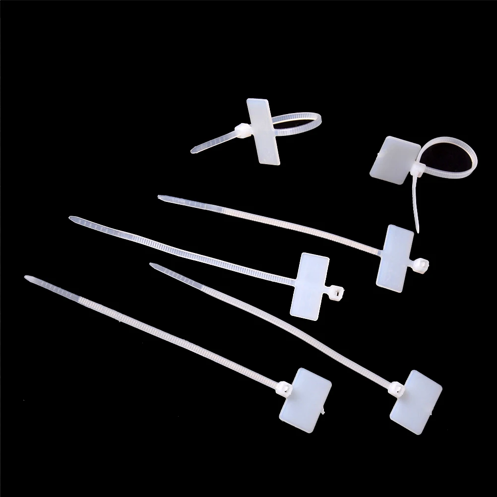 100Pcs Self-Locking Nylon Tie Tags RJ45 RJ12 Wire Power Cable Label Mark Tags