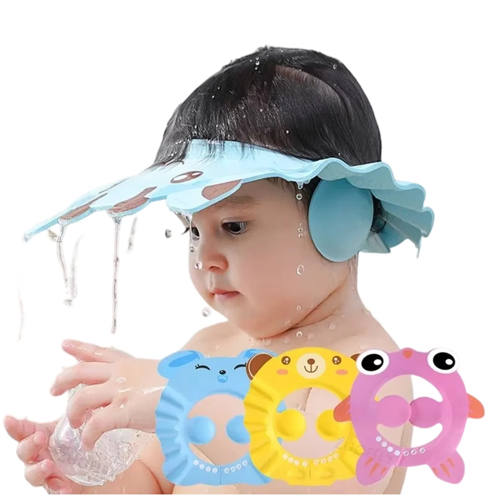 

Adjustable Hair Wash Hat for Kids Ear Protection Safe Children Shower Protect Head Cover Bathing Bath Soft Cap Hat for Baby