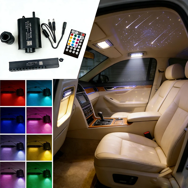 Kit de aplicación para coche, techo de habitación, cielo estrellado, meteoro, luz LED de fibra óptica, lámpara combinada con efecto de cable, control RF, nuevo