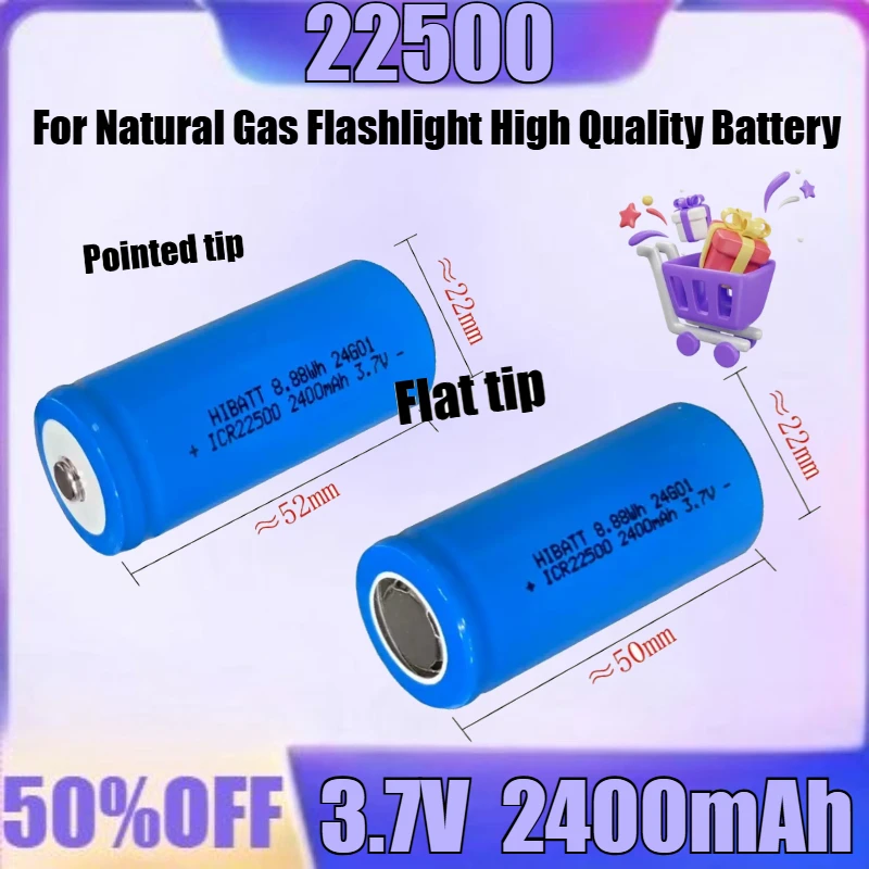 

New 22500 3.7V Lithium Battery + Charger ICR22500 Replaces 3 AAA Dry Batteries for Natural Gas Flashlight High Quality Battery