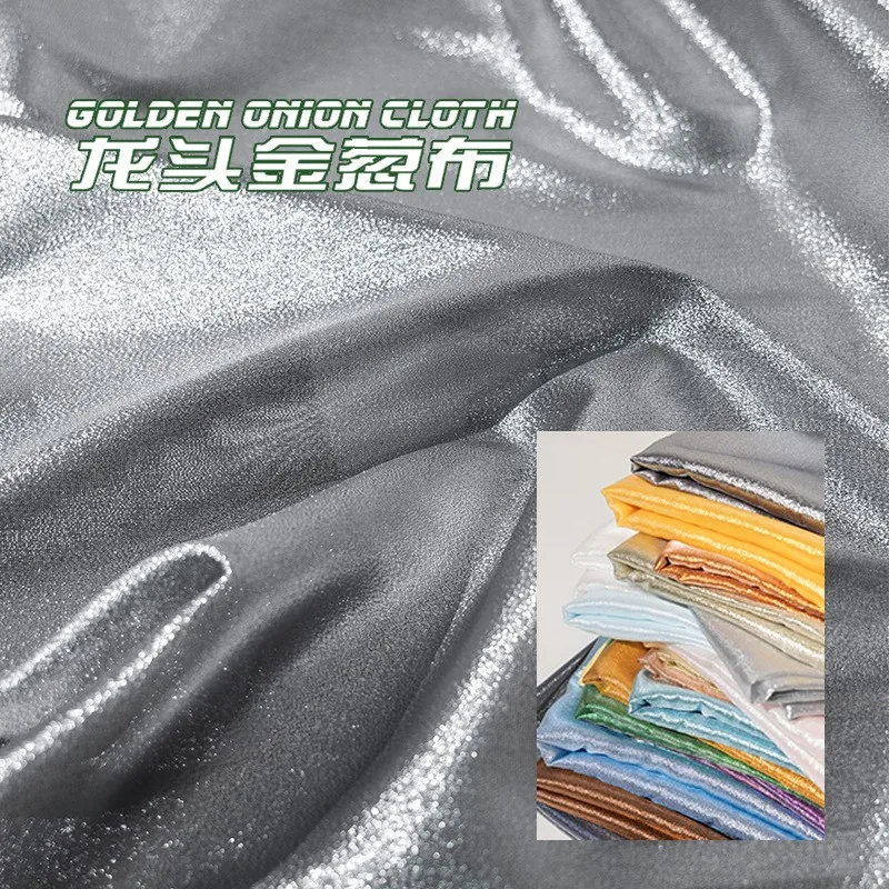 

Pearlescent gold and silver double-veil fabric light bright silky smooth slightly translucent glittering performance costume