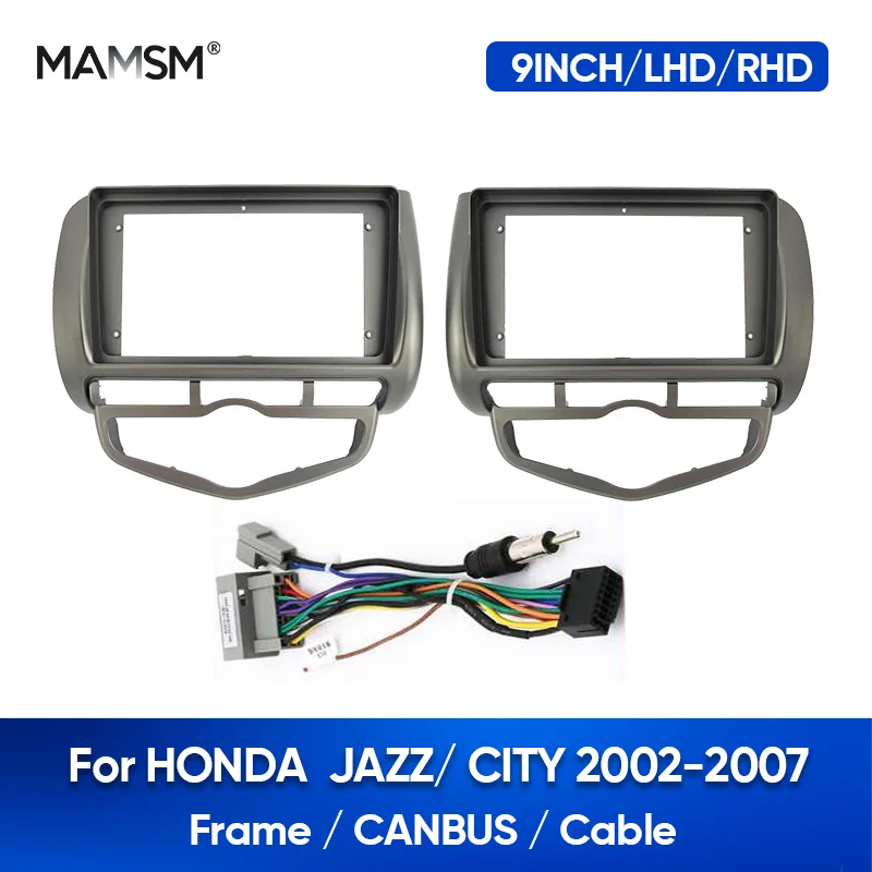 

MAMSM 9INCH 2 Din Car dvd fascia multimedia For 2000-2007 HONDA JAZZ CITY AUTO AC Video Audio stereo panel frame cables Harnes