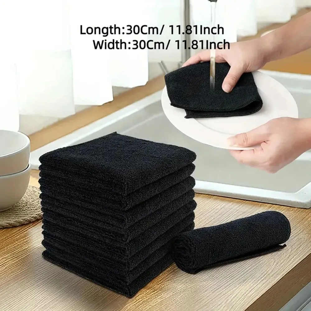 Microfiber Cleaning Cloth Black, 5 Pack Premium Microfiber Towels for Cars, Lint Free, Scratch-Free, Highly Absorbent