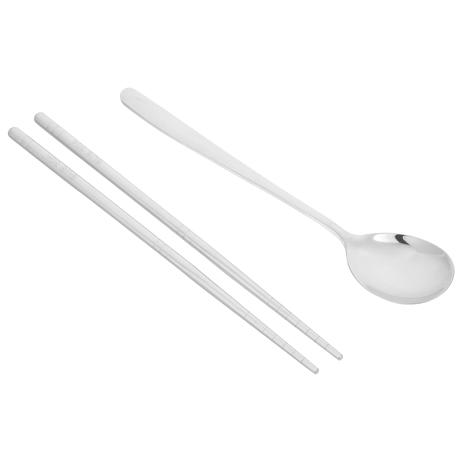 

Portable Stainless Steel Spoon Chopsticks Set Compact Easy to Clean Camping Cutlery Bento Utensils Reusable