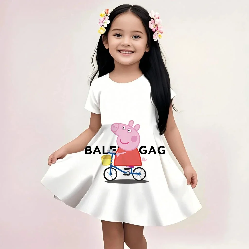 Vestido Informal de Verano para Niñas Peppa Pig, sin Mangas, con Estampado de Dibujos Animados, Holgado, Suave y Ligero, para la Playa o Vacaciones