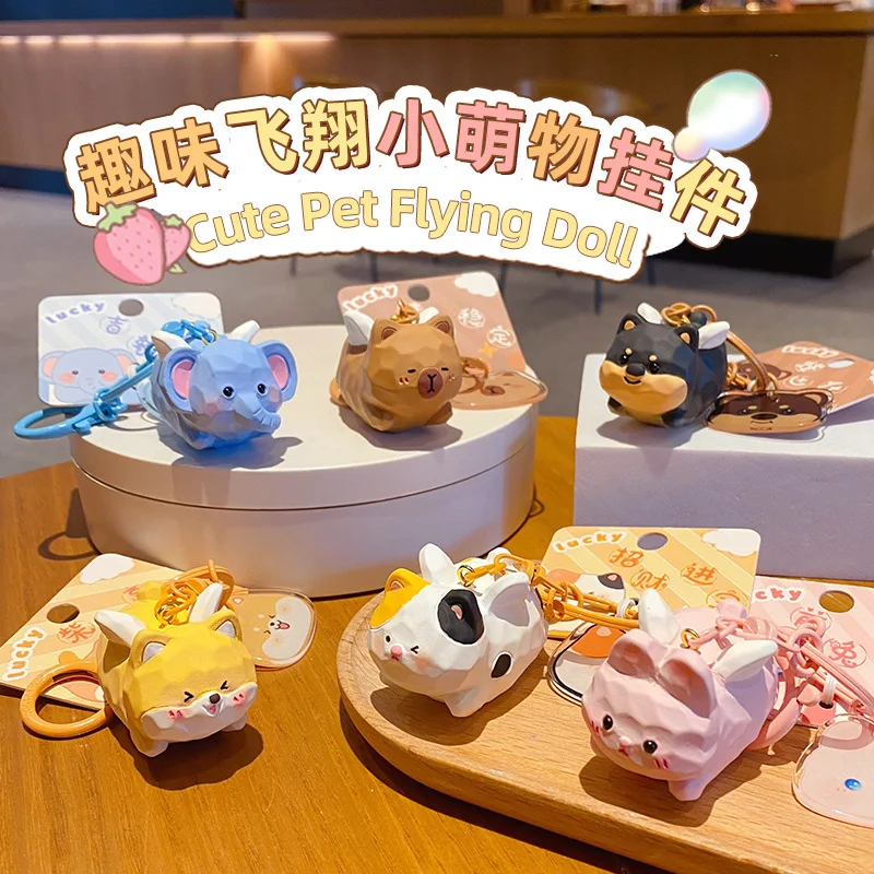 Ciondolo portachiavi in resina volante originale per animali domestici carino squisito ciondolo portachiavi bambola cane Kapibara Shiba
