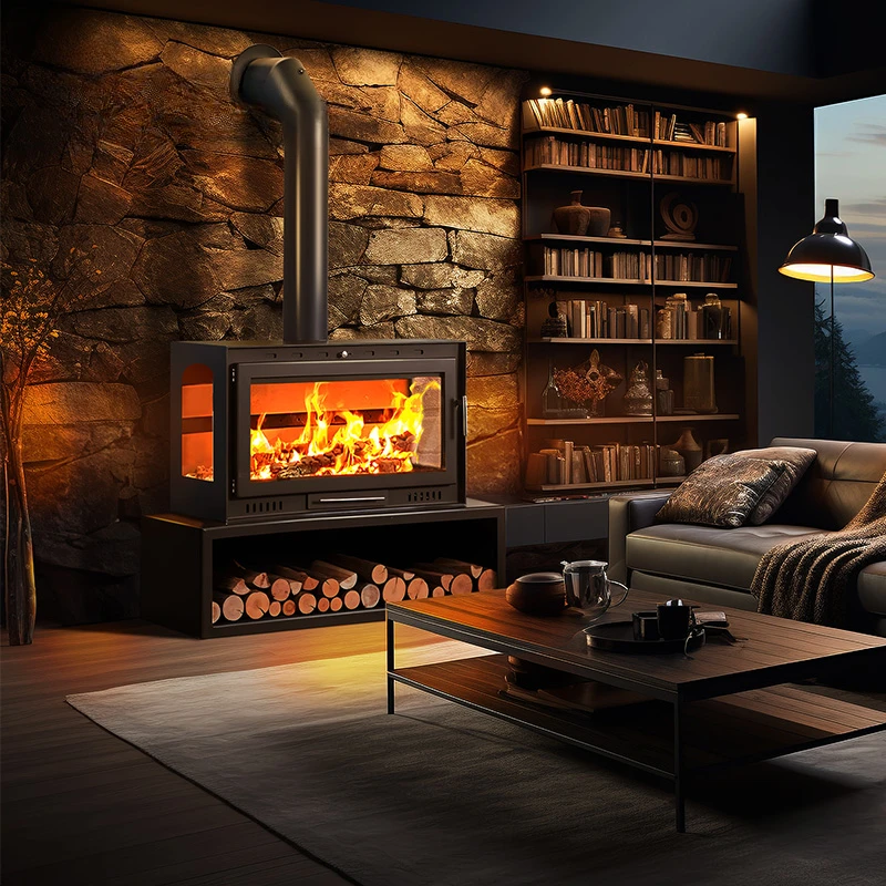 winter high carbon steel three-sided viewing fire real fire fireplace wood-burning firewood heating furnace