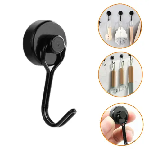 1-2pcs Multi Functional Wall Heavy-duty Magnetic Hook with Strong Neodymium Magnet Hooks Kitchen Refrigerator Hanging Utensils