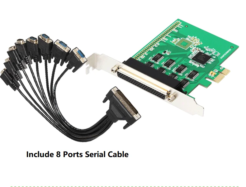 Imagem -03 - Iocrest Pcie Portas Serial Rs232 Db9 Cartão Pci-express x1 Slot i o Cartão Controlador com Ventilador para Fora Cabo Xr17v358 Chipset