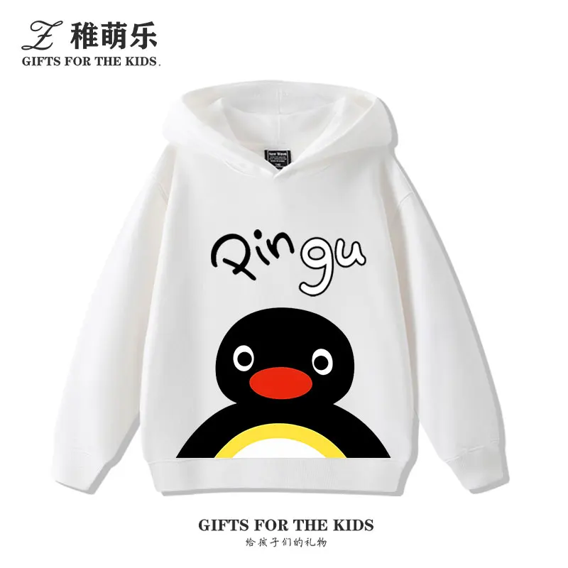 

Классическая мультяшная семья пингвинов в стиле ретро, периферийные устройства PINGU для мужчин и женщин, толстовка с капюшоном, детская осенне-зимняя милая одежда