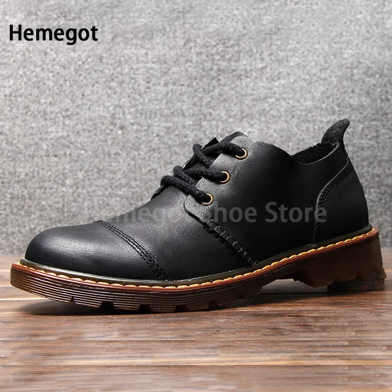 Low-top Casual Shoes Cowhide British Retro Men's Leather Shoes Breathable Soft Sole Shoes Beef Tendon Sole Men's Shoes