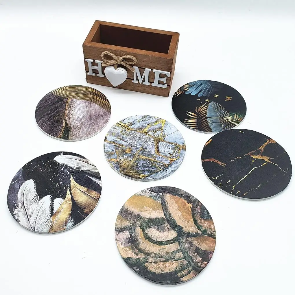 Home Love Wooden Set Lnsulated Coasters Kitchen Tableware Anti Scald And Household Use Cup Trays Decor Accessories