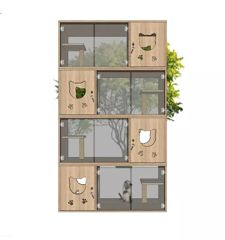 

Лидер продаж, многослойная роскошная роскошная мебель из цельного дерева для домашних животных, кошачья вилла, многофункциональная прочная мебель для кошек