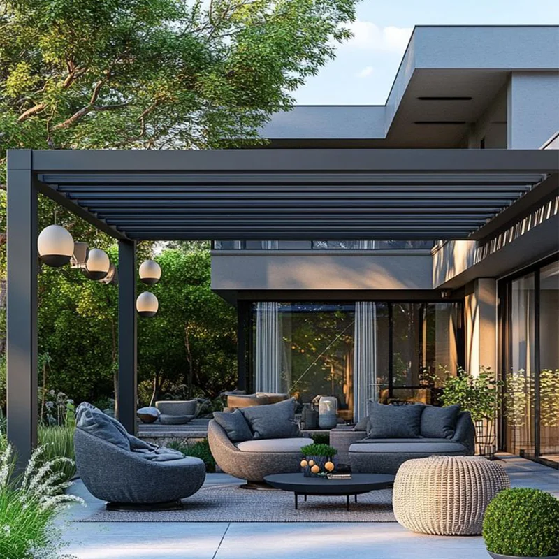 

Garden Adjustable Outdoor Gazebo Customized Modern Bioclimatic Motorized Aluminium Louver Glass Automatic Pergola Retractable