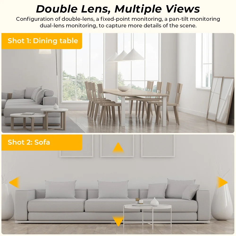 4MP Dual Lens Dual Screen PTZ IP Camera WiFi Baby Monitor Auto Tracking Color Night Vision Video Surveillance Security Camera