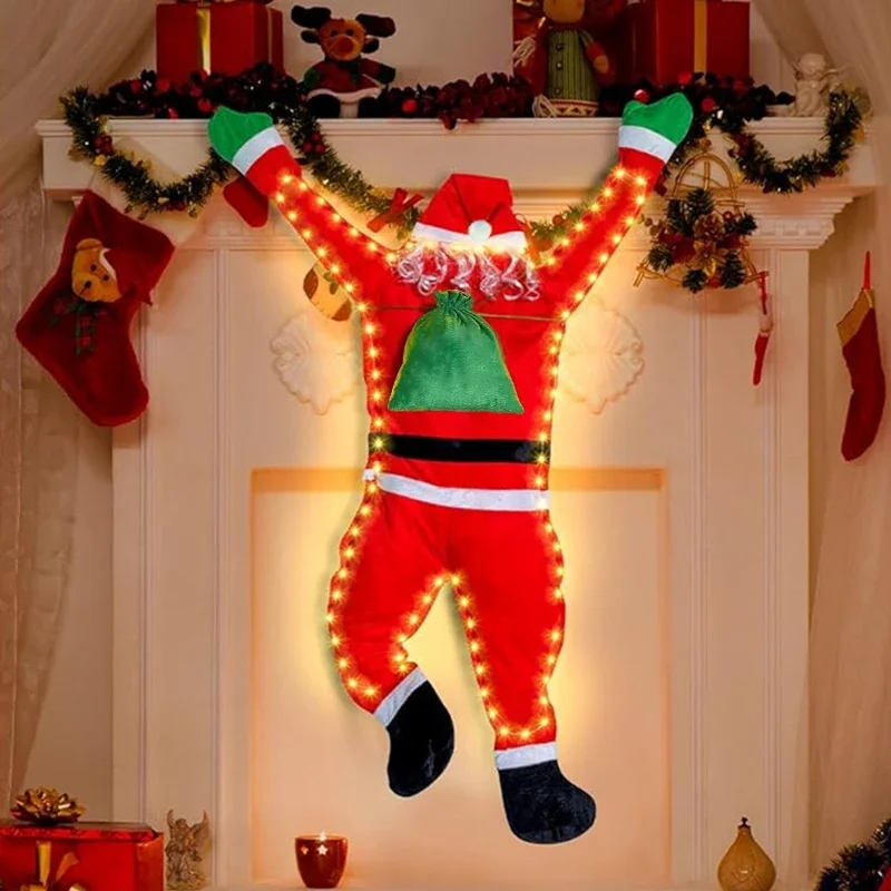 Santa Claus Climbing Wall Window Decoration Props Indoor Outdoor Xmas Santa Suit For Door Roof Balcony Garden Christmas Decor