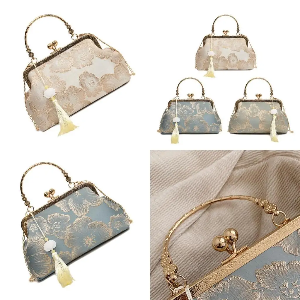 

Stylish Cheongsam Chain Shoulder Bag with Metal Chain Crossbody Purse Unique Handbag for Versatile Occasion