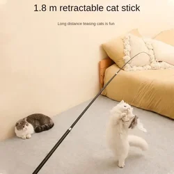 Four Section Telescopic Cat Stick 1.8m Super Long Carbon Fiber Fishing Rod Scratch Resistant Feather Cat Toy Pet Supplies