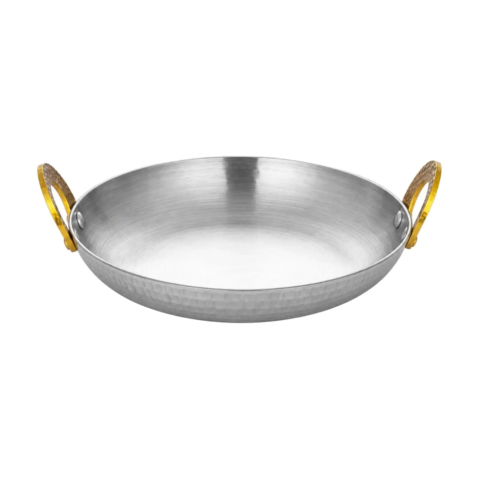 Elegant Silver Toned Oval Serving Dish with Gold Rivet Handles for Party Tableware