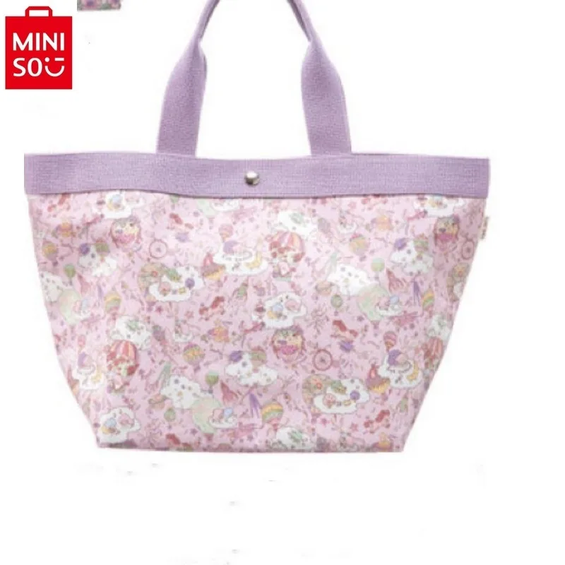 MINISO 2024 Borsa a tracolla da donna di grande capacità Oxford Spinning di alta qualità alla moda, borsa tote portatile fresca e versatile