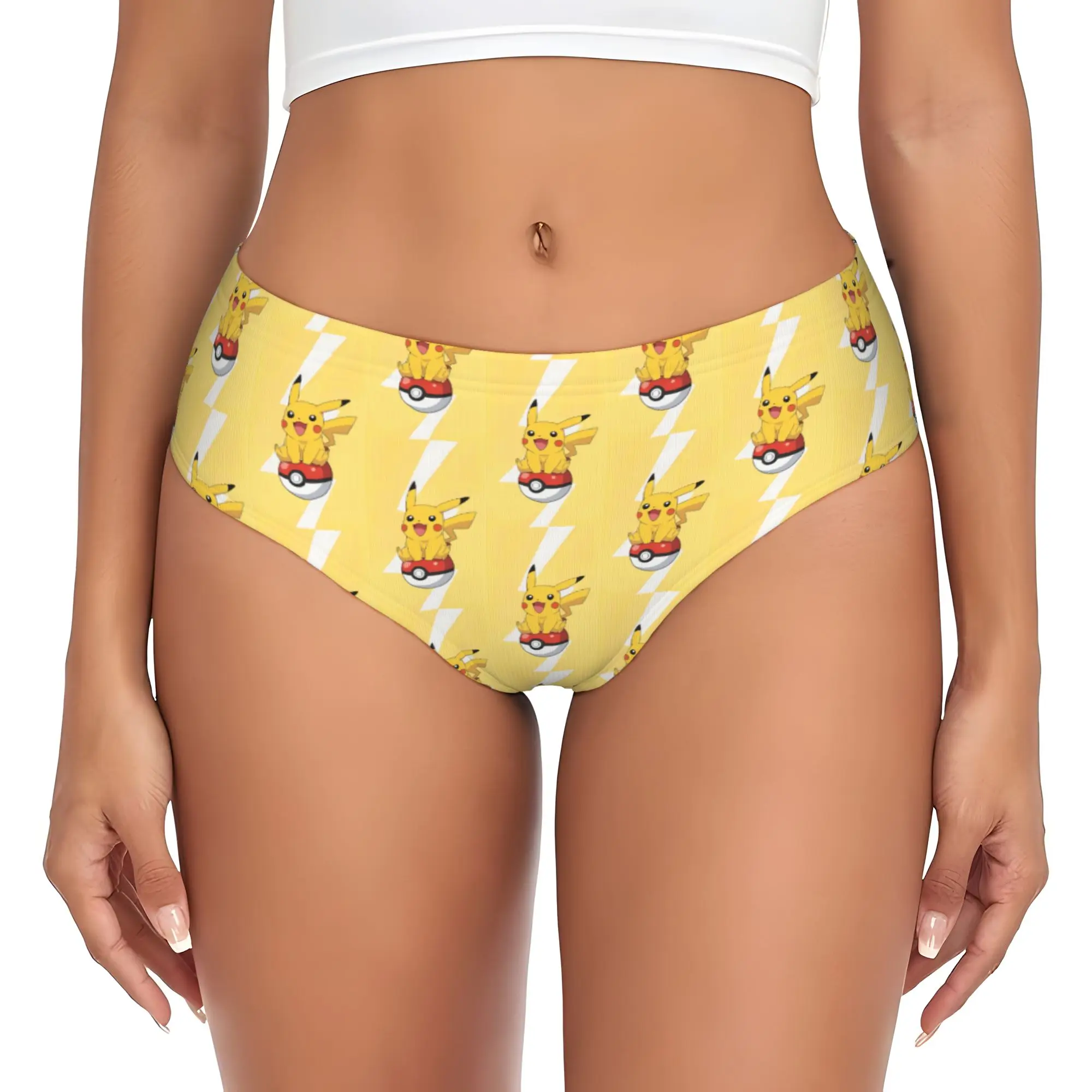 

Custom Womens P-Pikachus Brief Panties Female Breathable Cartoon Underwear Underpants