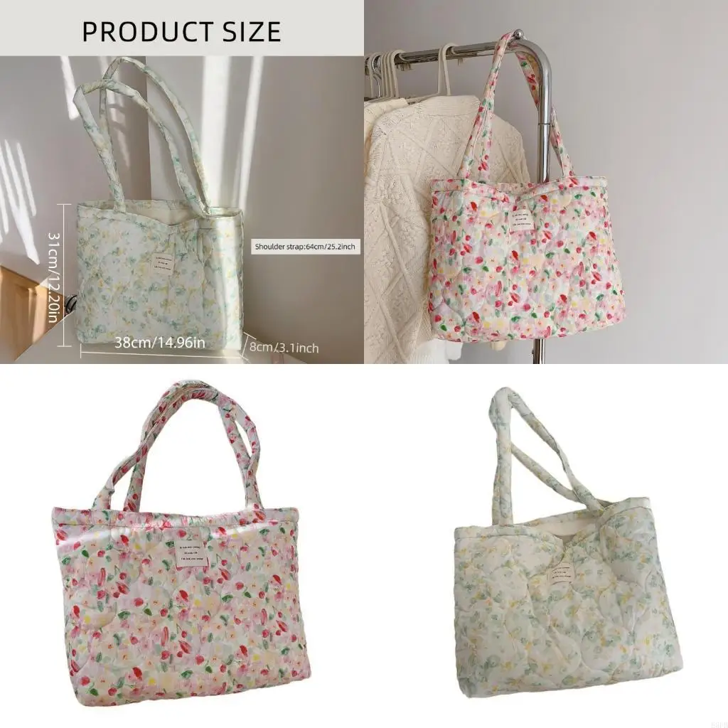 

Trendy Women's Cotton Handbag with Quilted Designs Floral Shoulder Bag