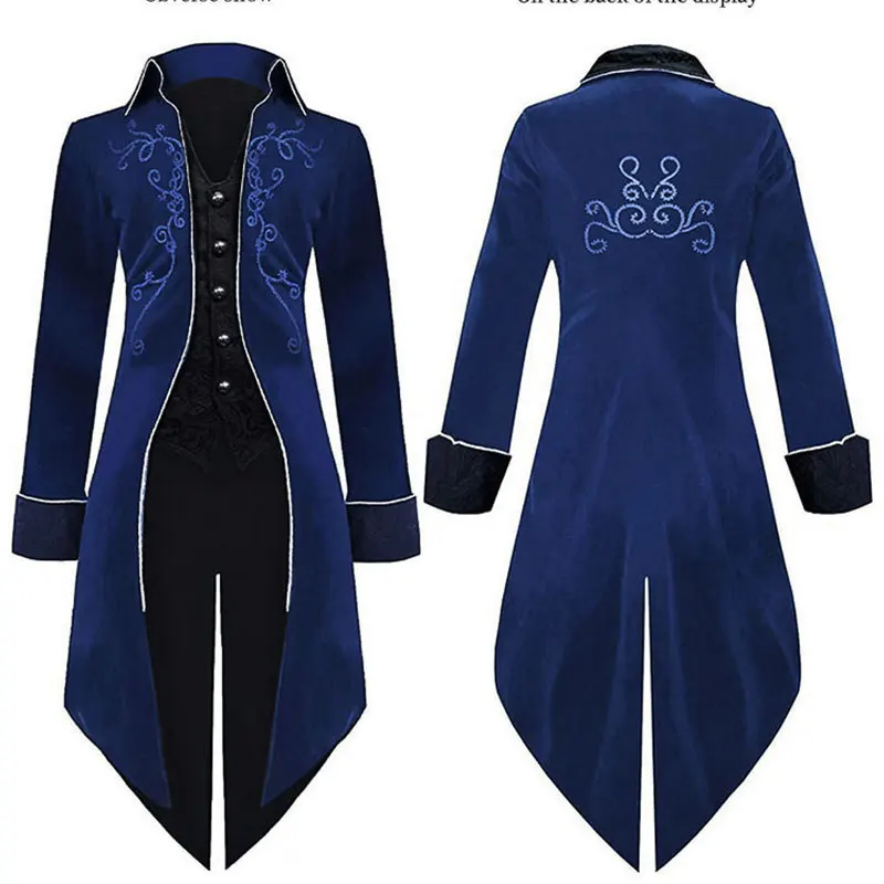 2025 novo loween fraque idade média retro longo punk traje masculino produção chinesa primavera temporada palco traje