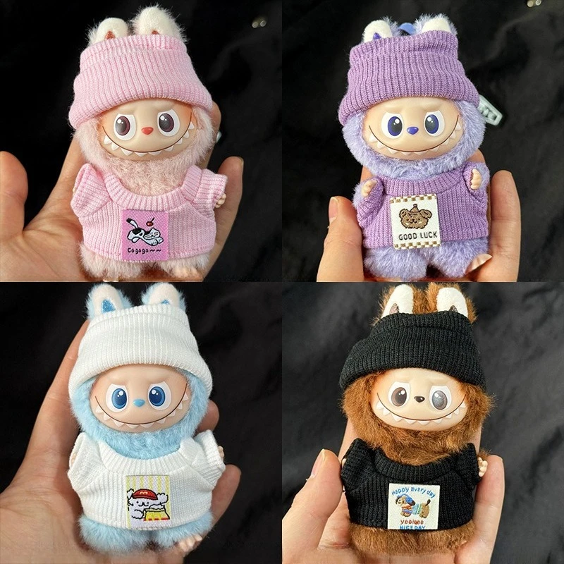 Ropa para muñeca Labubu, conjunto de camiseta y sombrero con solapa de punto, conjunto para Labubu 4,0, Pin de los monstruos para la serie Love, accesorios DIY